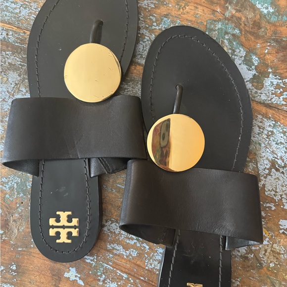 Tory Burch Shoes - Tory Burch Sandals with Gold Accents 8m